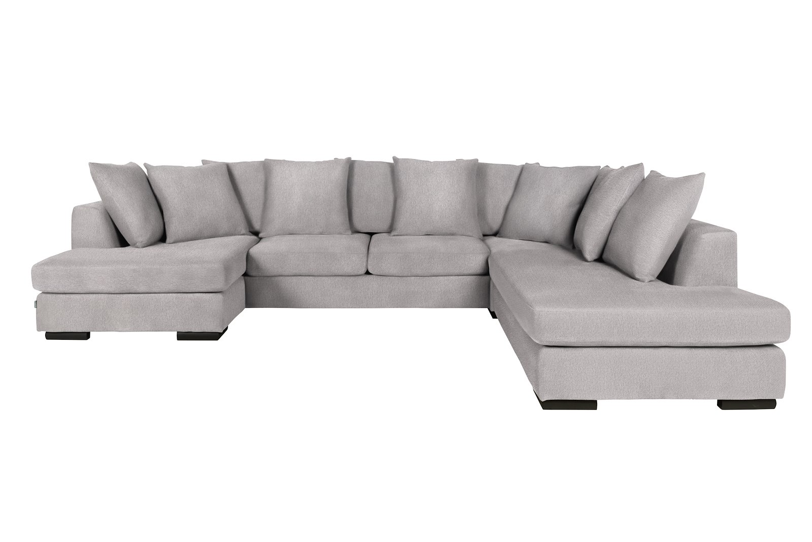 Paso Doble Night U-sofa Divan høyre, 2-seter og Åpen ende venstre, hjørne,. I tekstil Mito Ashgrey, EU komfort med sort treben 5cm, Promotion 1