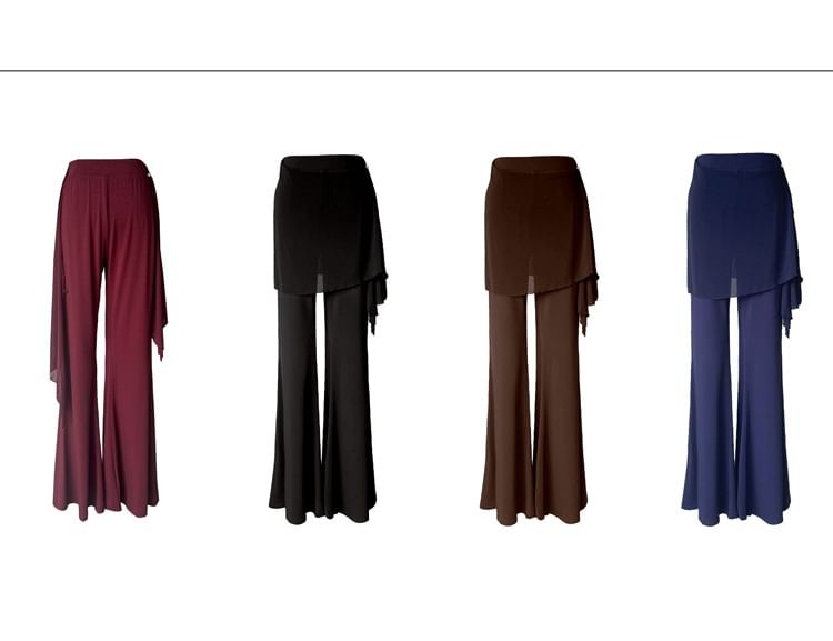 Cossita - Hoge taille effen overlay uitlopende dansbroek