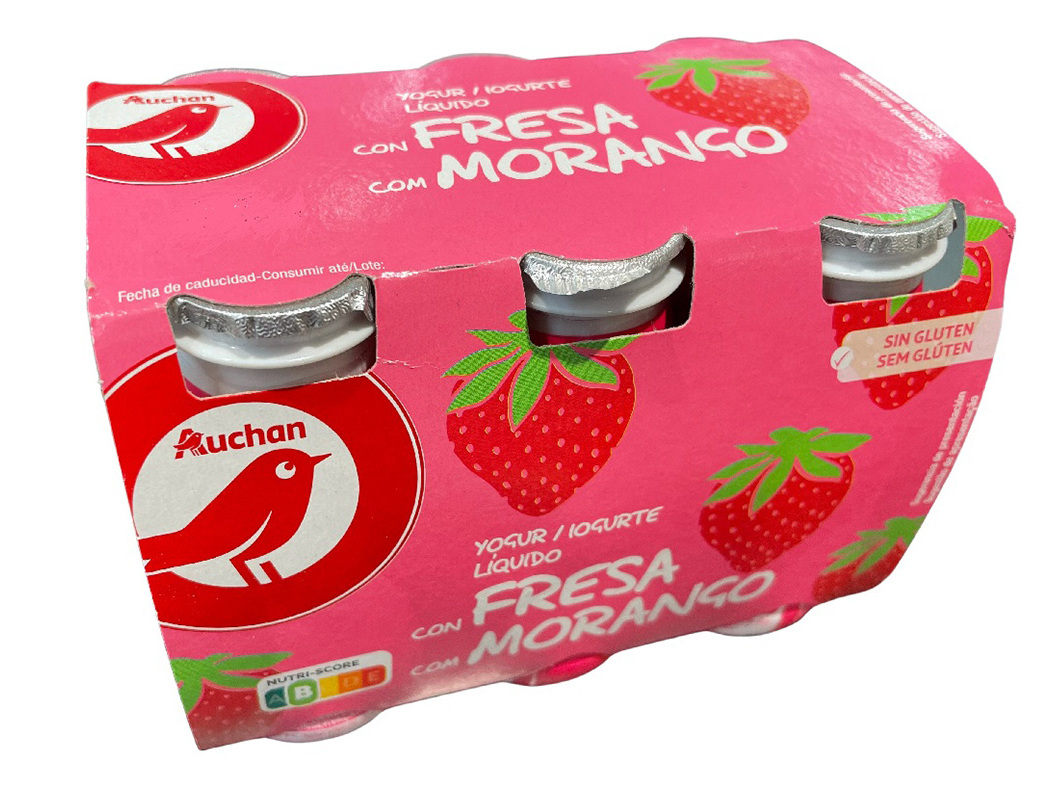IOGURTE AUCHAN LÍQUIDO MORANGO 6X100G