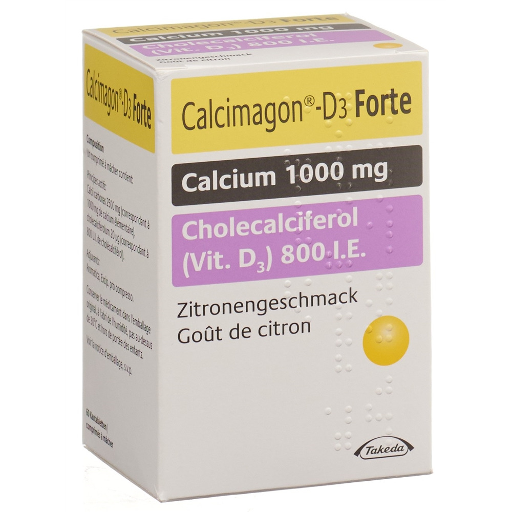 CALCIMAGON D3 Forte<br>60 Stück, Dose, Kautablette, Zitrone
