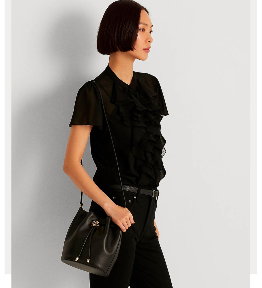 Bolsa de couro Ralph Lauren Andie, preta
