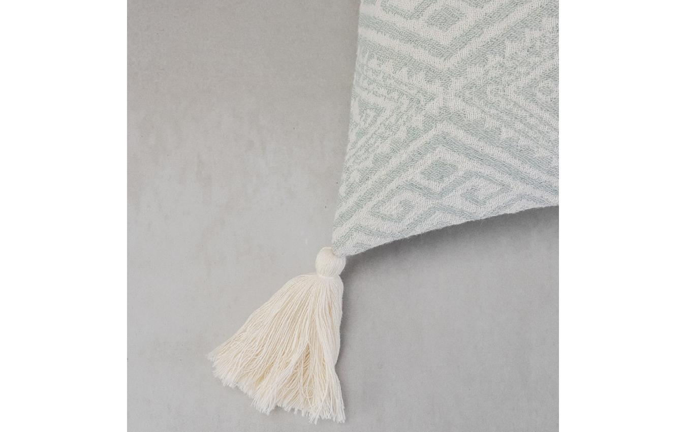 Kissenbezug mit Quasten 45 cm x 45 cm, Beige/MintJaquard-Kissenhülle