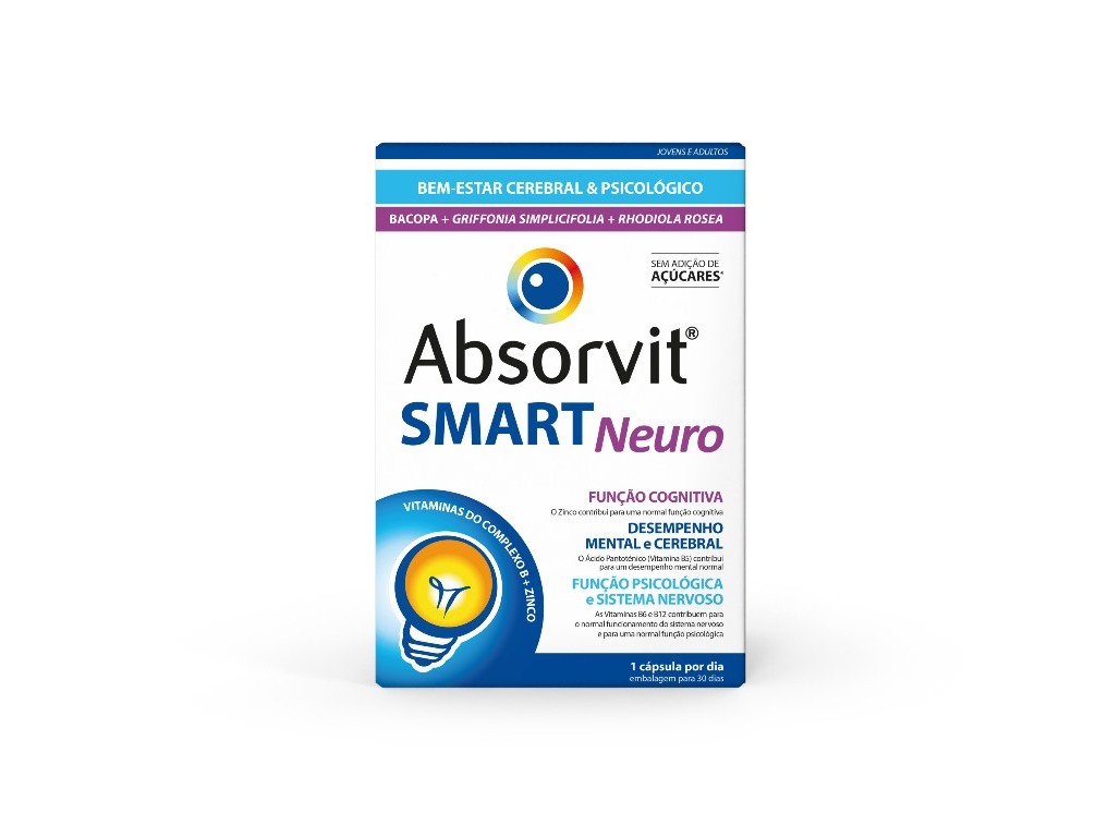 SUPLEMENTO ALIMENTAR ABSORVIT SMART NEURO 30 CÁPSULAS