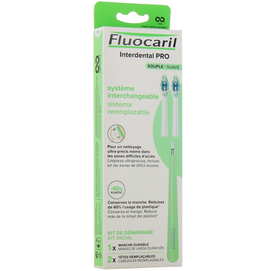 Fluocaril Brosse à dents manuelle tête remplaçable Interdental Pro