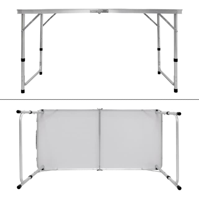 Camping Klapbord havebord med 4 taburetter aluminium 120 cm hvid / creme
