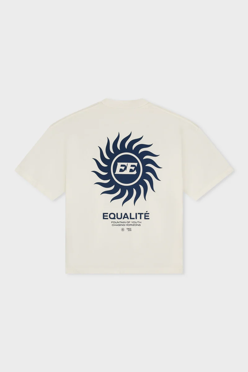 Equalité Sunny Boxy T-Shirt Dames Gebroken Wit/Donkerblauw