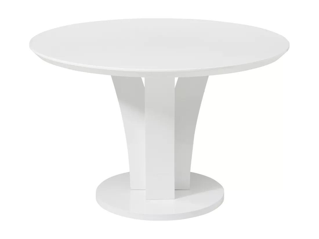 Table à manger ronde 4 personnes en MDF - Blanc laqué - VIALETA