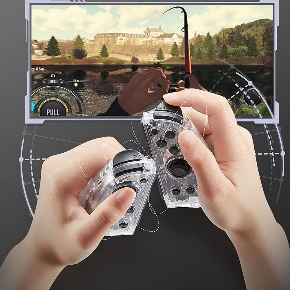 Nintendo Switch / OLED Grip Controller Gamepad Griff mit RGB Beleuchtung - Transparent