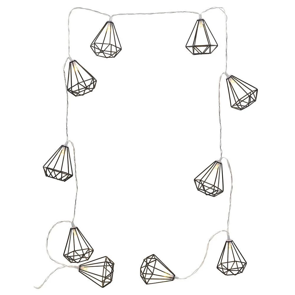 Guirlande lumineuse 10 diamants métal noir 165cm