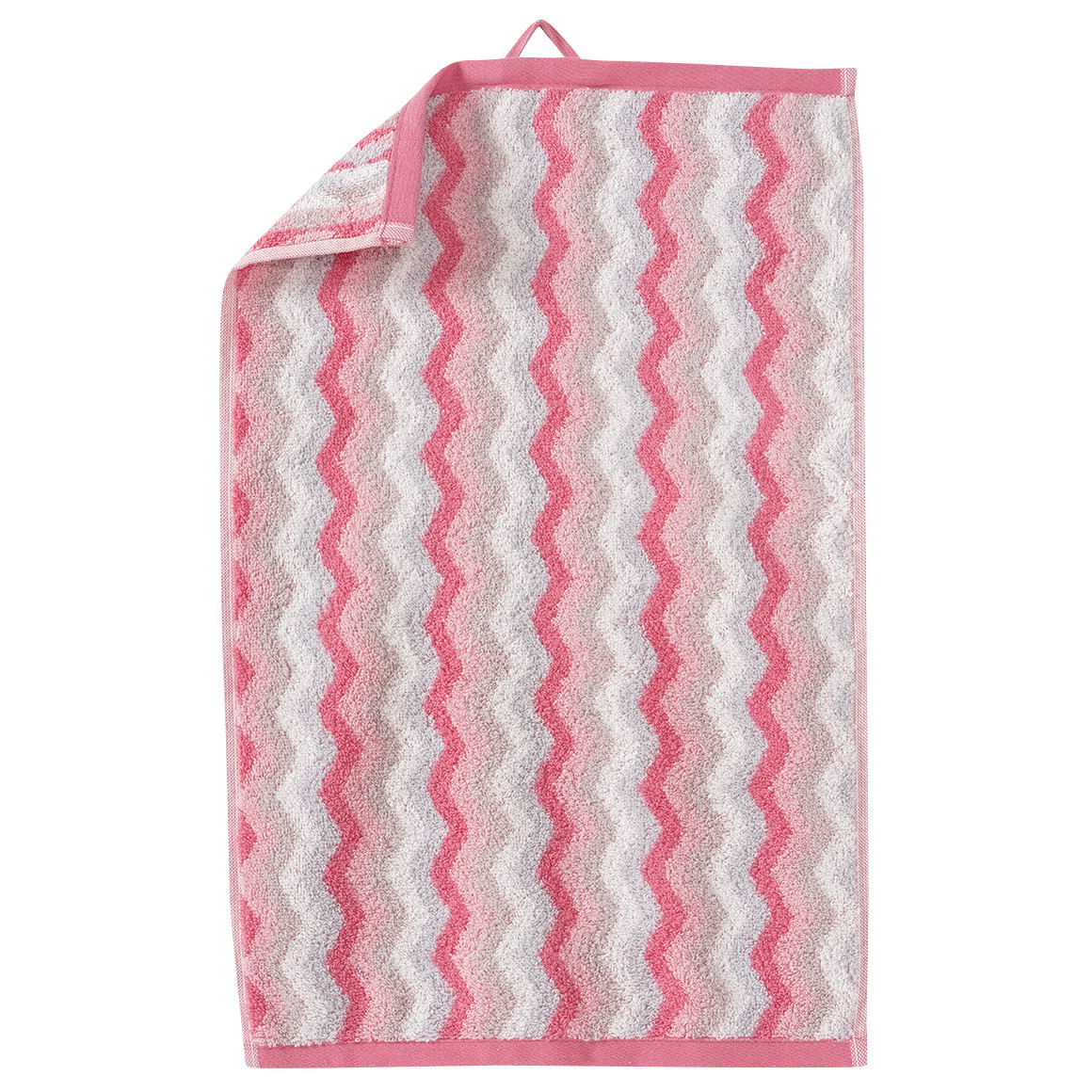 My Home Gästehandtuch mit Zick-Zack-Muster rosa / beige