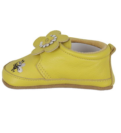 Melton Leder-Krabbelschuhe - Mimosa m. Blume