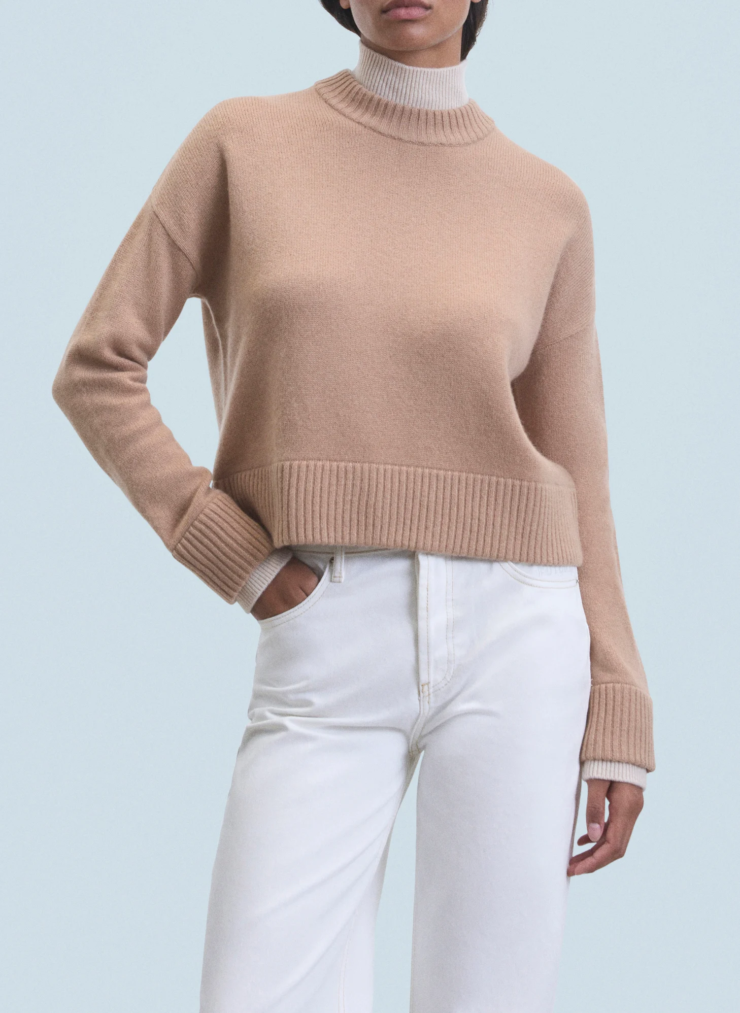 Pull col montant en cachemire | Marron