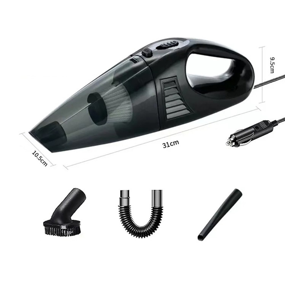 (120 Watt) Auto Handstaubsauger mit Reinigungsaufsätzen / Kabel für Zigarettenanzünder - Schwarz