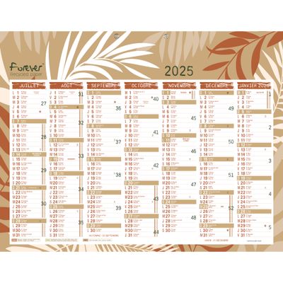 Calendrier recyclé Forever 7 mois par face - 33,5 x 43 cm - Exacompta