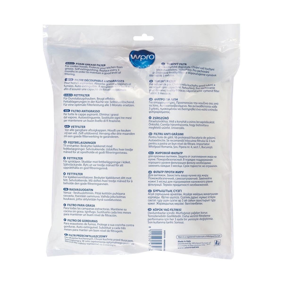 Wpro Foam fettfilter UGF018