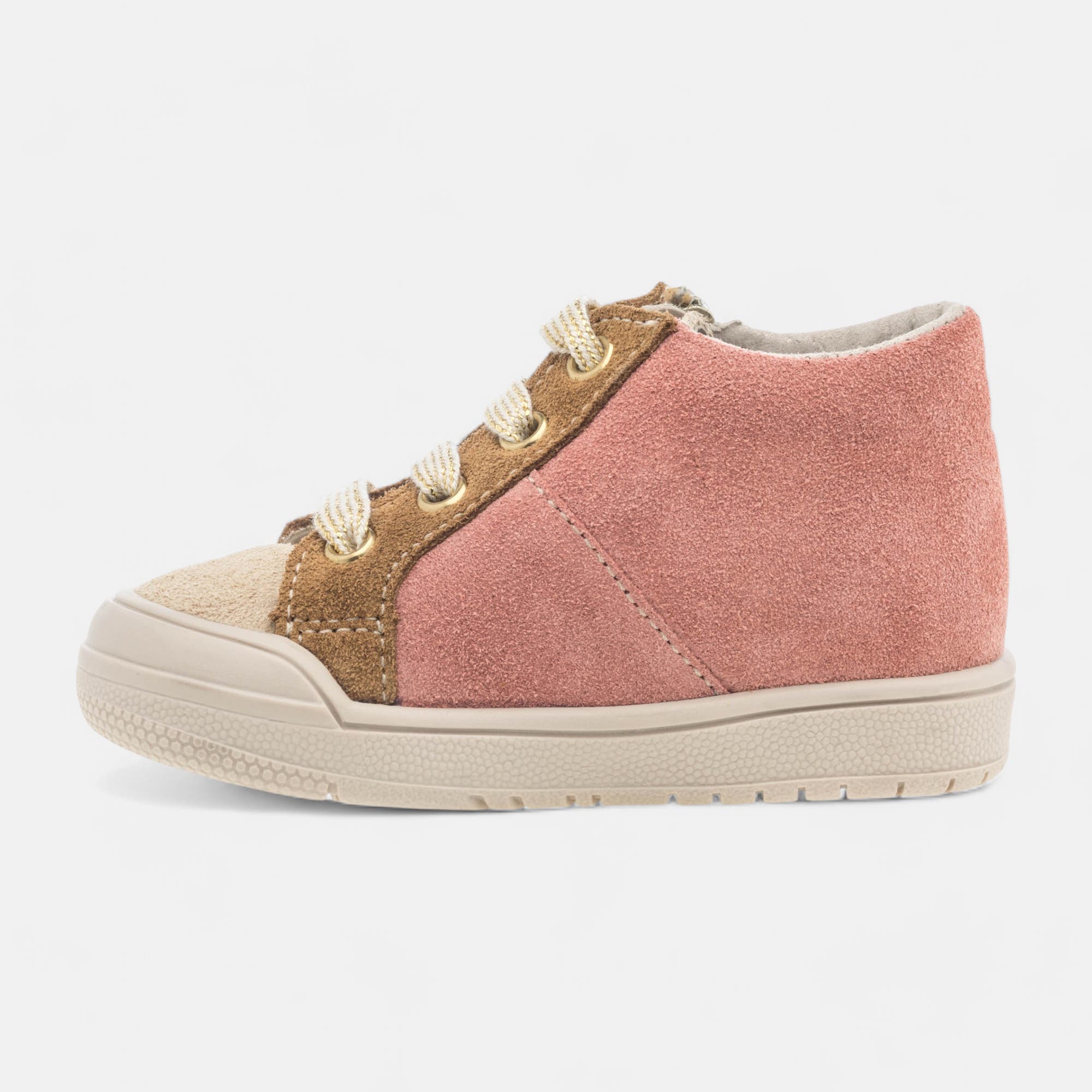 Baskets hautes Bébé fille en cuir rose