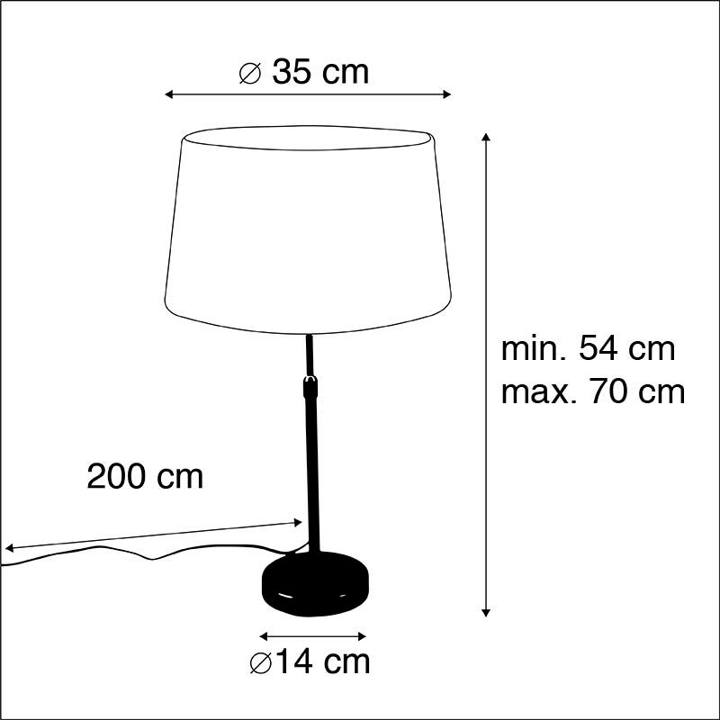 Bronze tafellamp met linnen kap wit 35cm - Parte