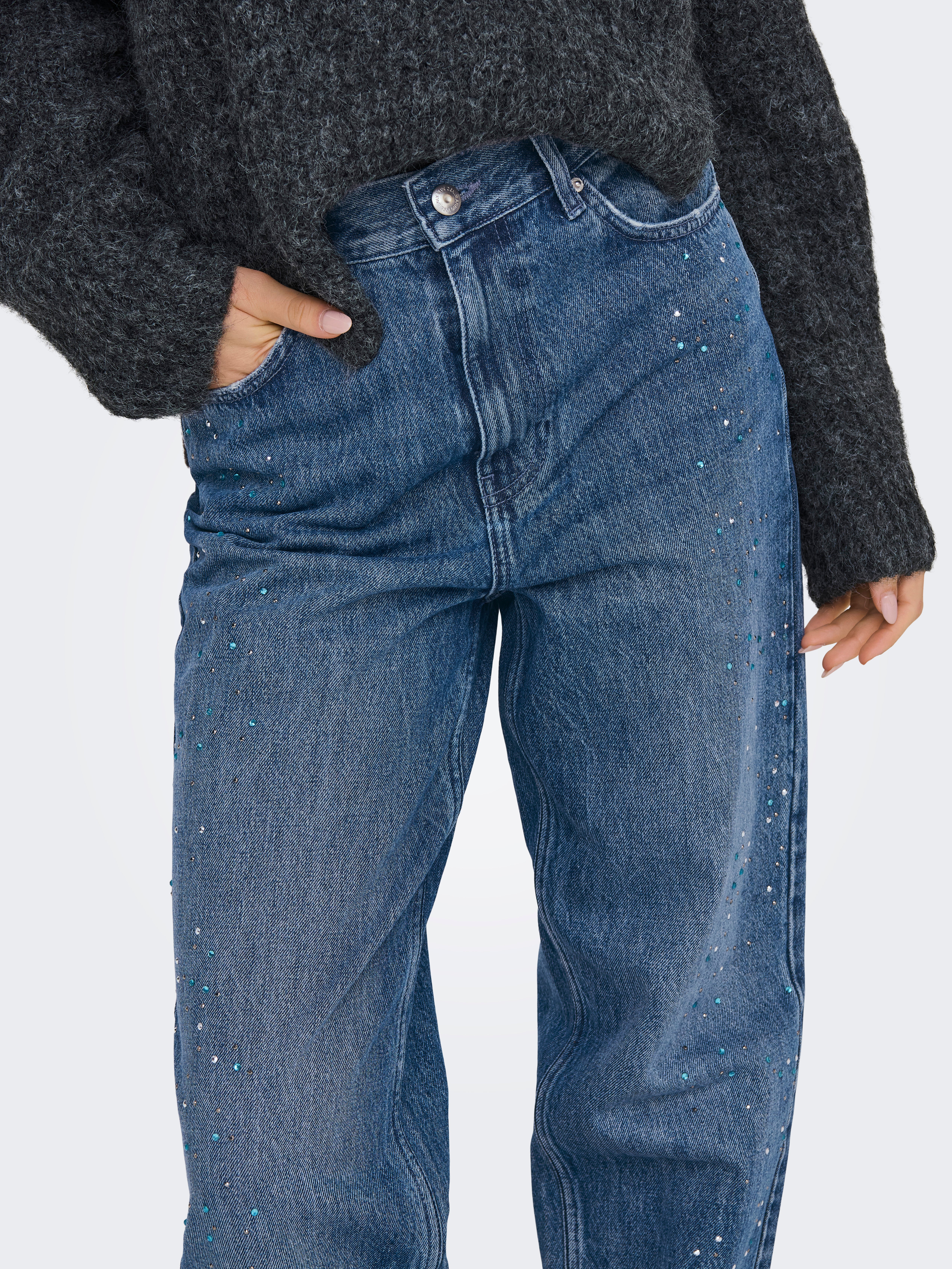ONLROBYN Hohe Taille Gerade geschnitten Jeans Medium Blue Denim