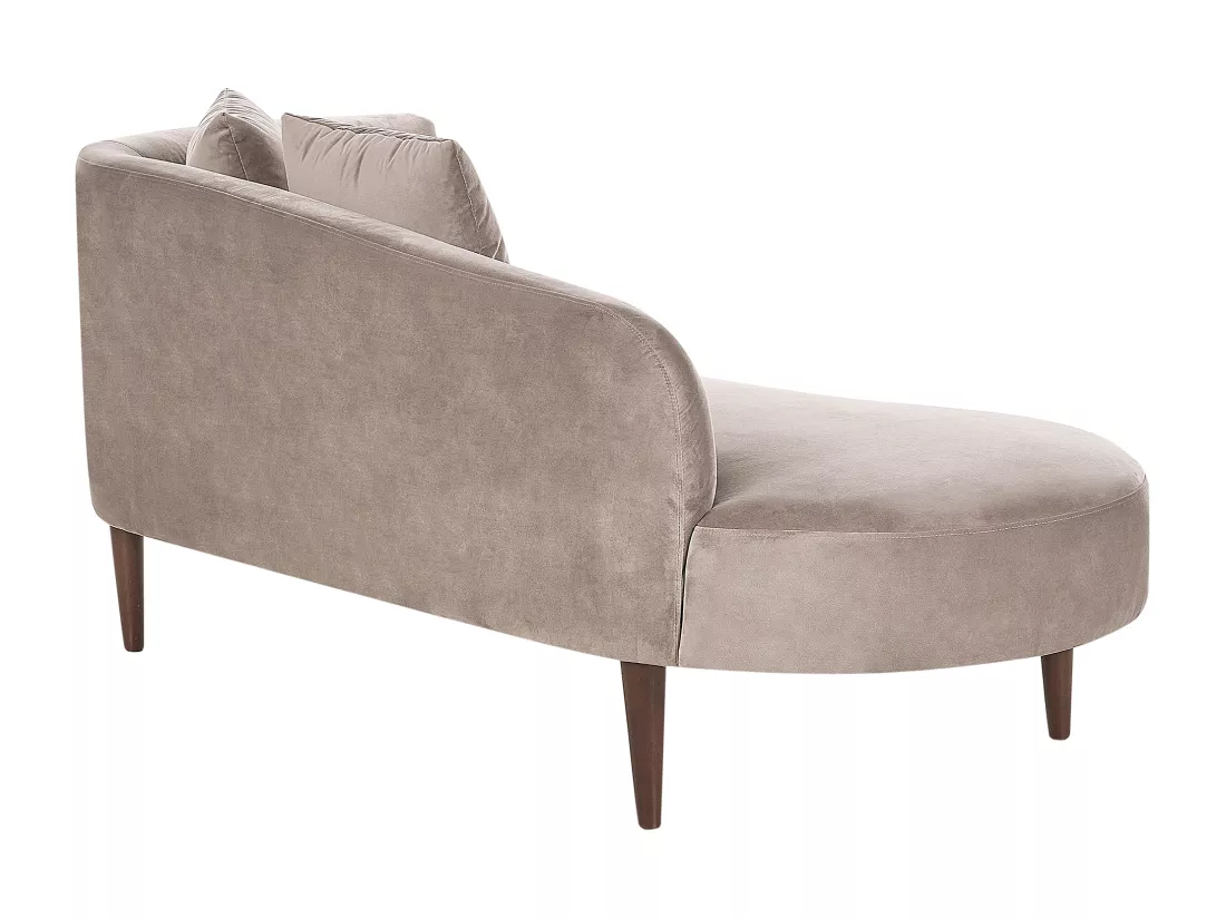 Chaise longue côté droit en velours taupe CHAUMONT