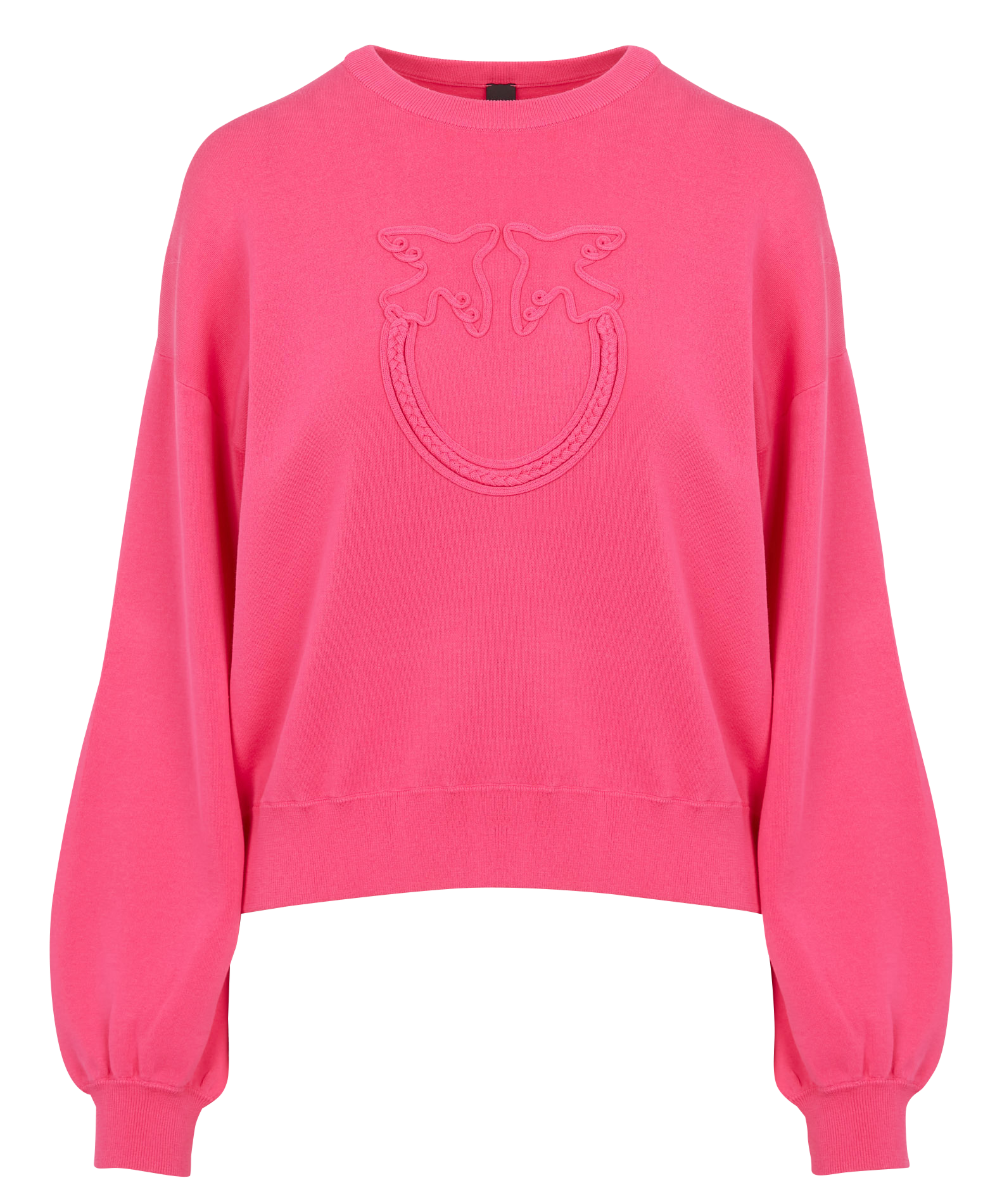 ACCIUGA - Pull col rond brodé en coton mélangé| Rose