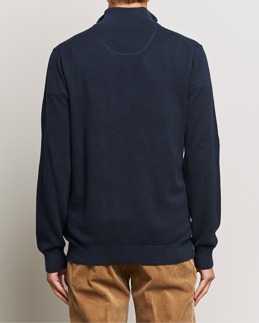 GANT Cotton Pique Half Zip Evening Blue