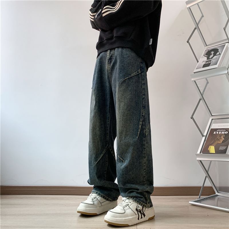 Plummie - Mid Rise Washed Straight Leg Jeans