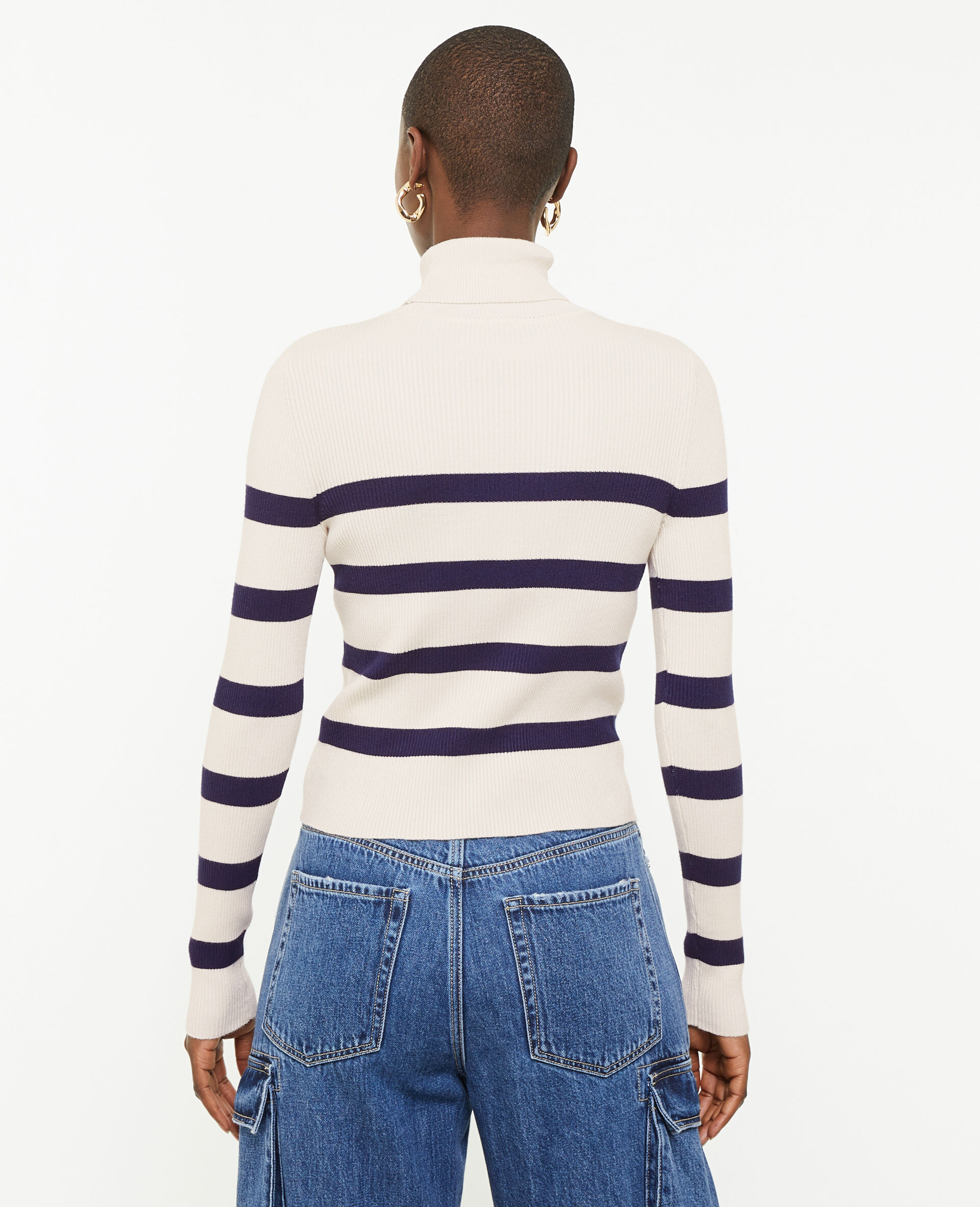 Pull à col roulé court - Bleu marine
