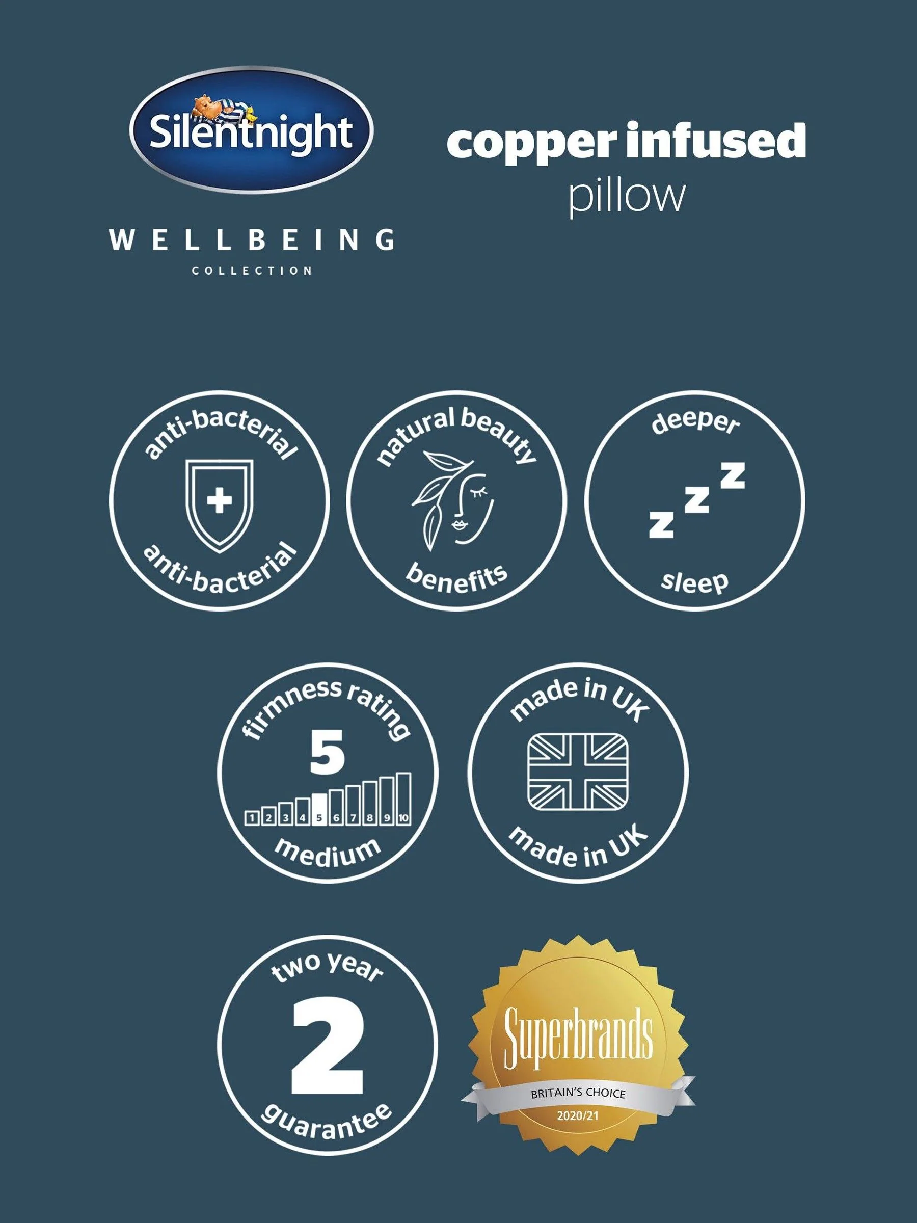 Silentnight Wellbeing kussen in koperkleur