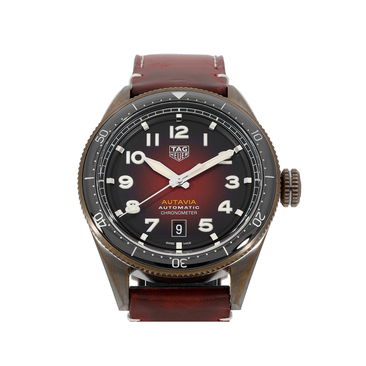 Montre d'occasion TAG HEUER Autavia homme automatique acier bracelet cuir marron