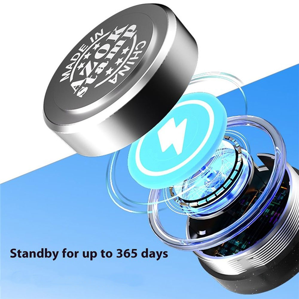 Alu Mini Bluetooth Keyfinder Smart Tracker Tag für iOS mit Apple Find My Network (inkl. Batterie CR2032) - Silber