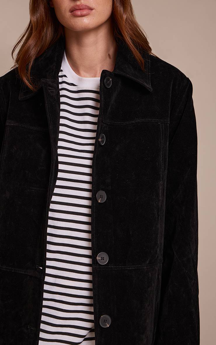 Noir Manteau Long En Synthétique À Boutons