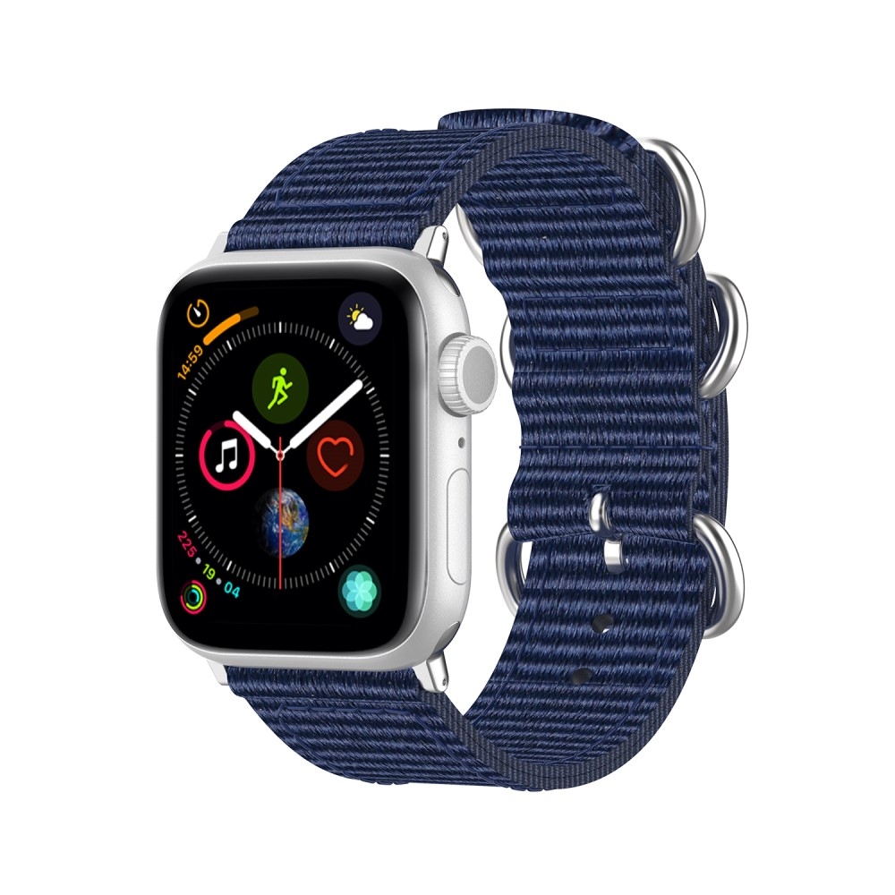 Apple Watch (49/46/45/44 mm) Canvas Stoff Armband mit Dornschliesse (Gelenkumfang 170-220mm) - Dunkelblau