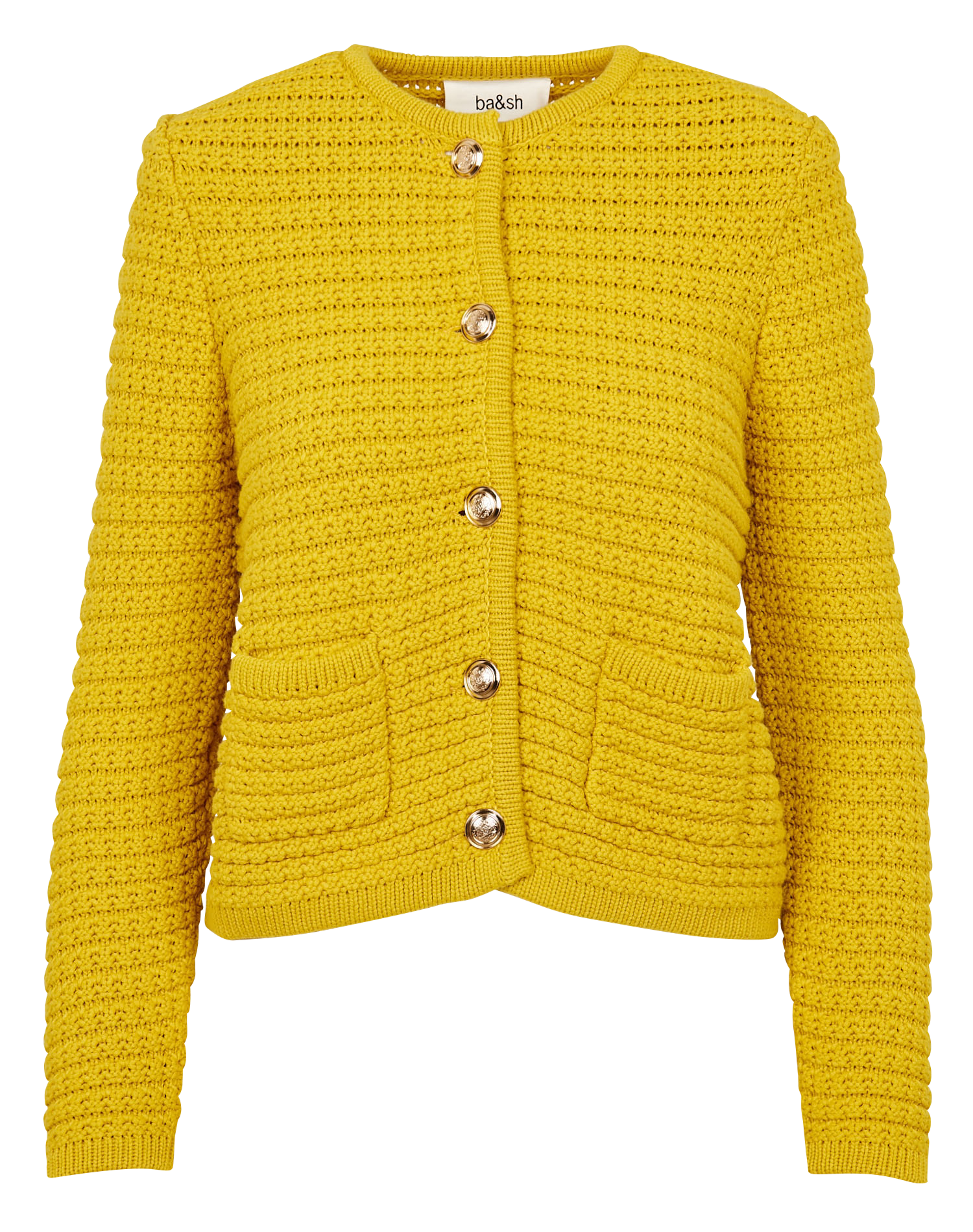 GASPARD - Gilet droit col rond en coton mélangé | Jaune