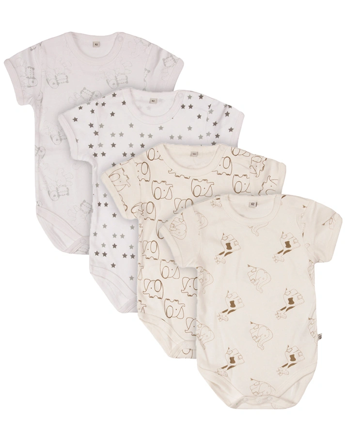 Kurzarmbody ANIMAL LIFE 4er-Pack in offwhite