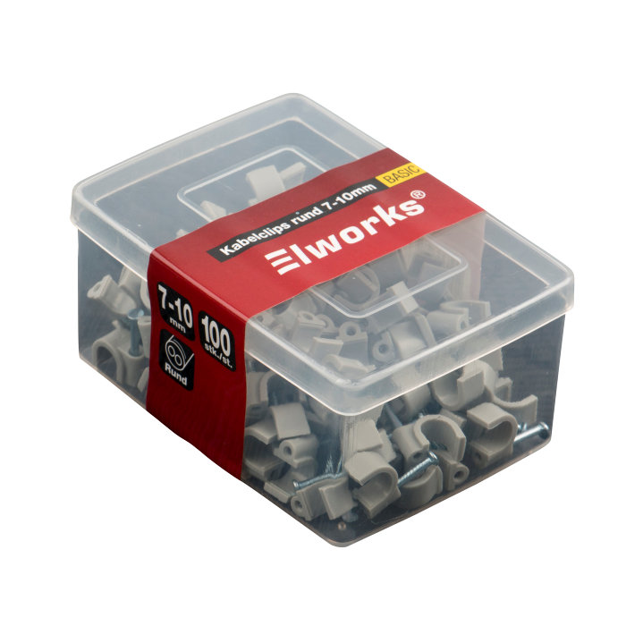 Kabelclips 7-10 mm grå 100 stk. - Elworks