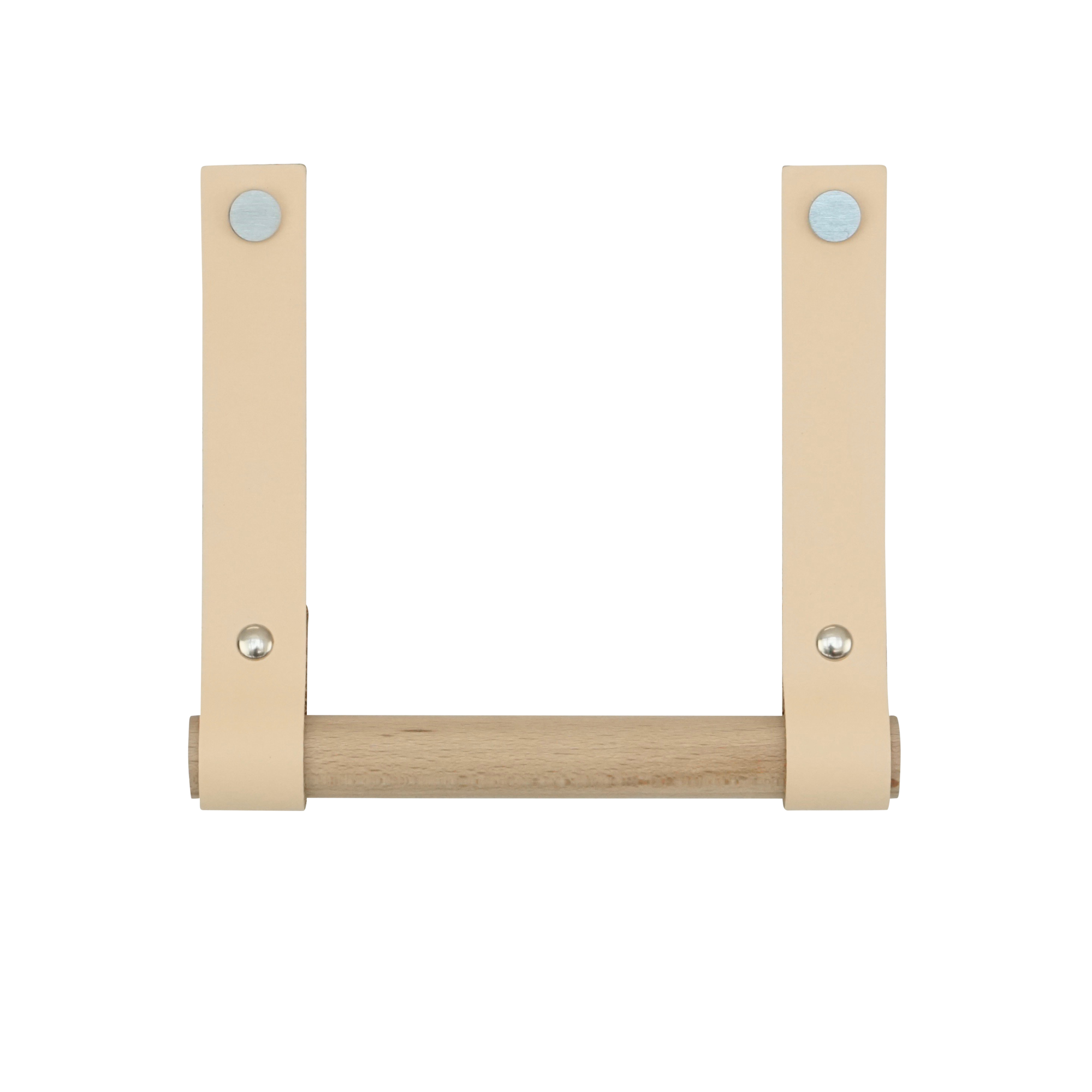 Leren toiletrolhouder (roldrager: rondhout) Naturel