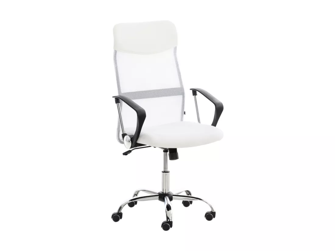 Chaise de bureau - Similicuir & Métal chromé - Blanc - Washington