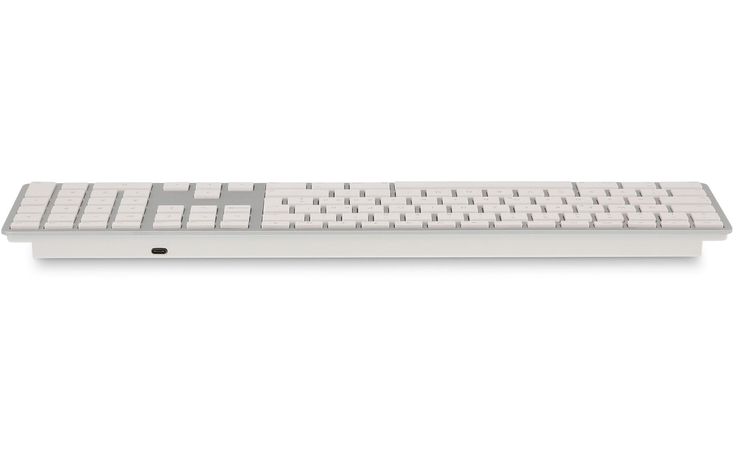 Tastatur WKB-1243 Silber, CH-Layout mit ZiffernblockElegante Tastatur mit Mehrfachkopplung und Aluminiumcover