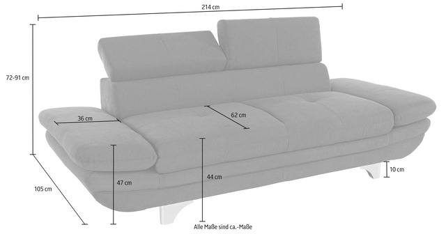 COTTA Polstergarnitur »Enterprise« Set,  Set bestehend aus: 2-Sitzer mit Kopfteilverstellung & Hocker