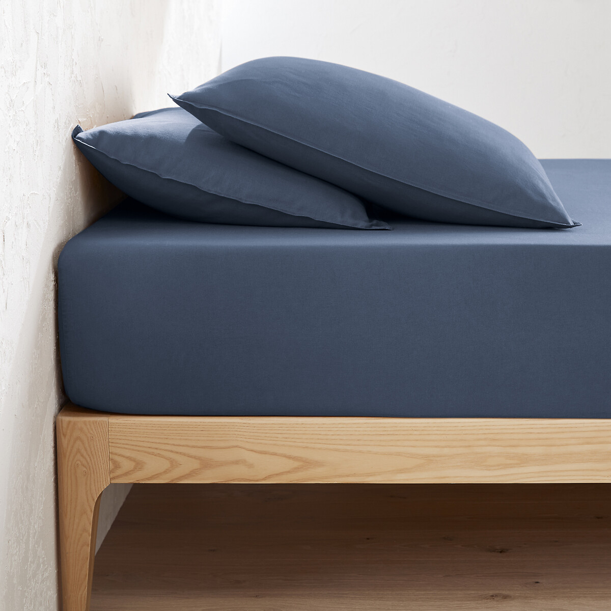 LA REDOUTE INTERIEURS<br>Lençol de baixo liso em algodão lavado, dobra de 30 cm, Scenario