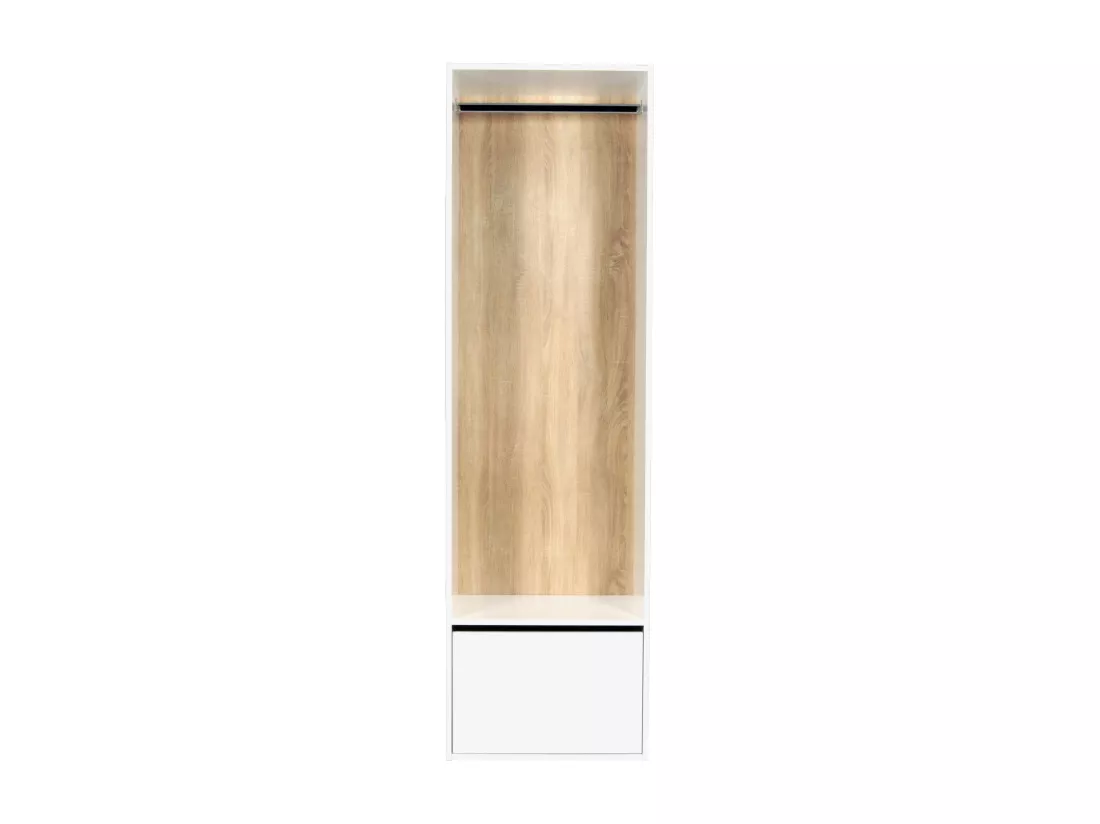 Dressing d'angle modulable - L242,5 cm - Blanc et naturel - TAMOKA