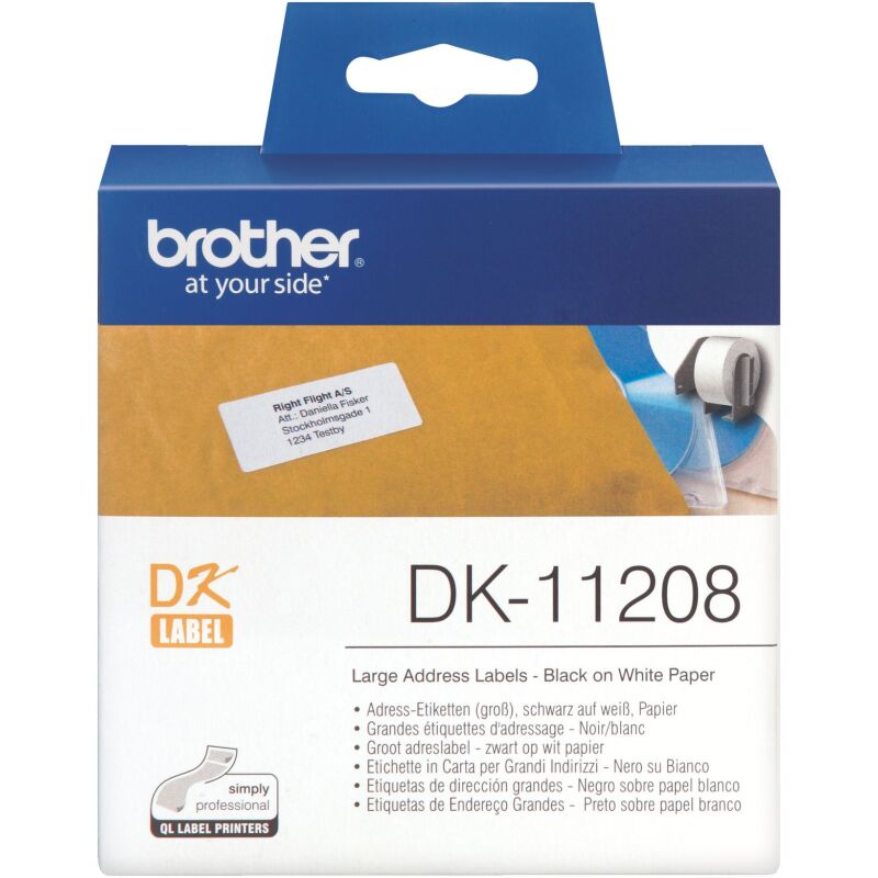 Etiquette adresse papier 38 x 90 mm Brother DK11208 blanche - Rouleau de 400