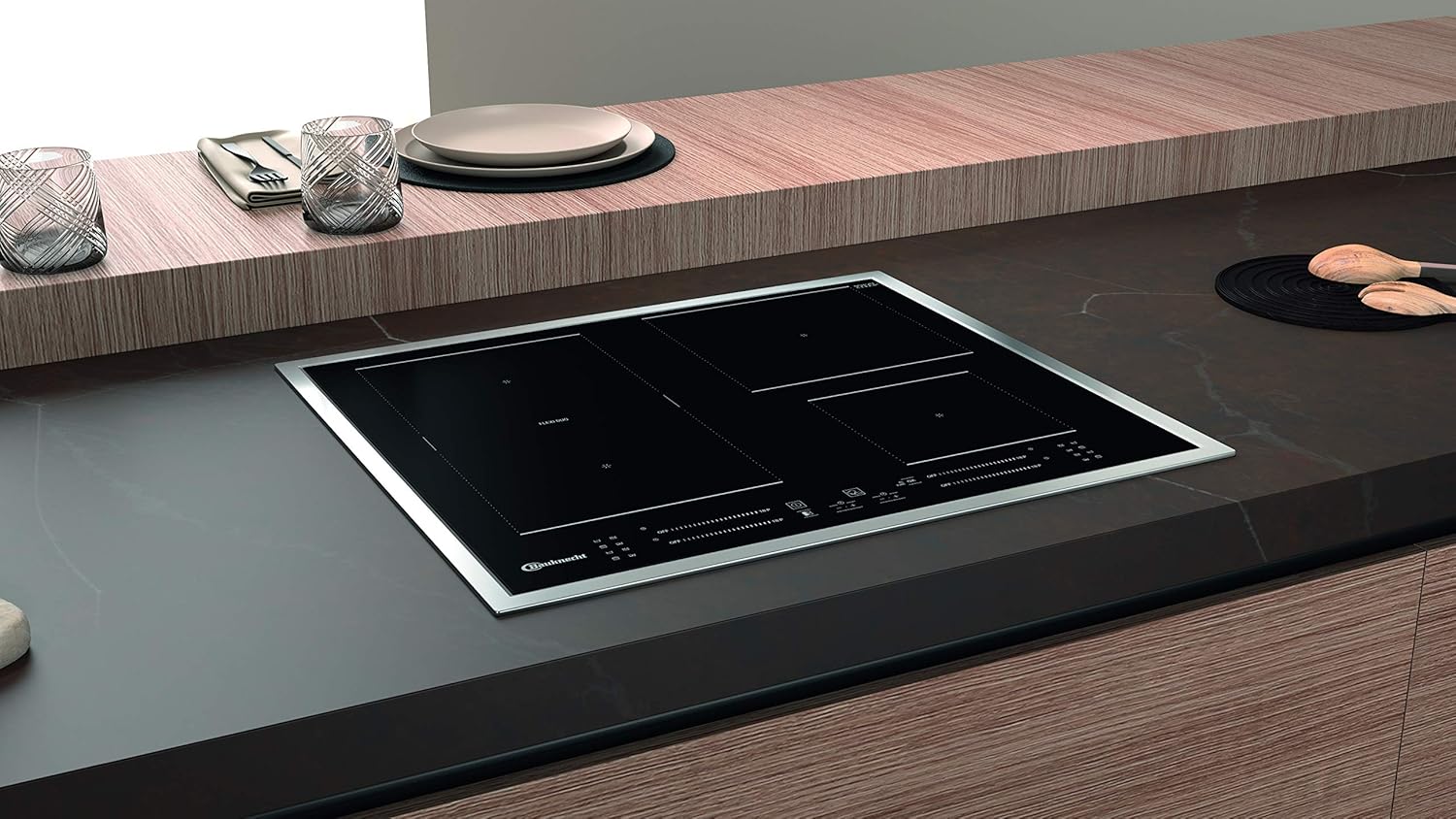 Bauknecht Induktions-Kochfeld BS 7160C FT / Flexi Duo / Booster/ Direct Access-Touch Control / Restwärmeanzeige/ flacher Edelstahl-Rahmen 50.7 x 67 x 54 cm