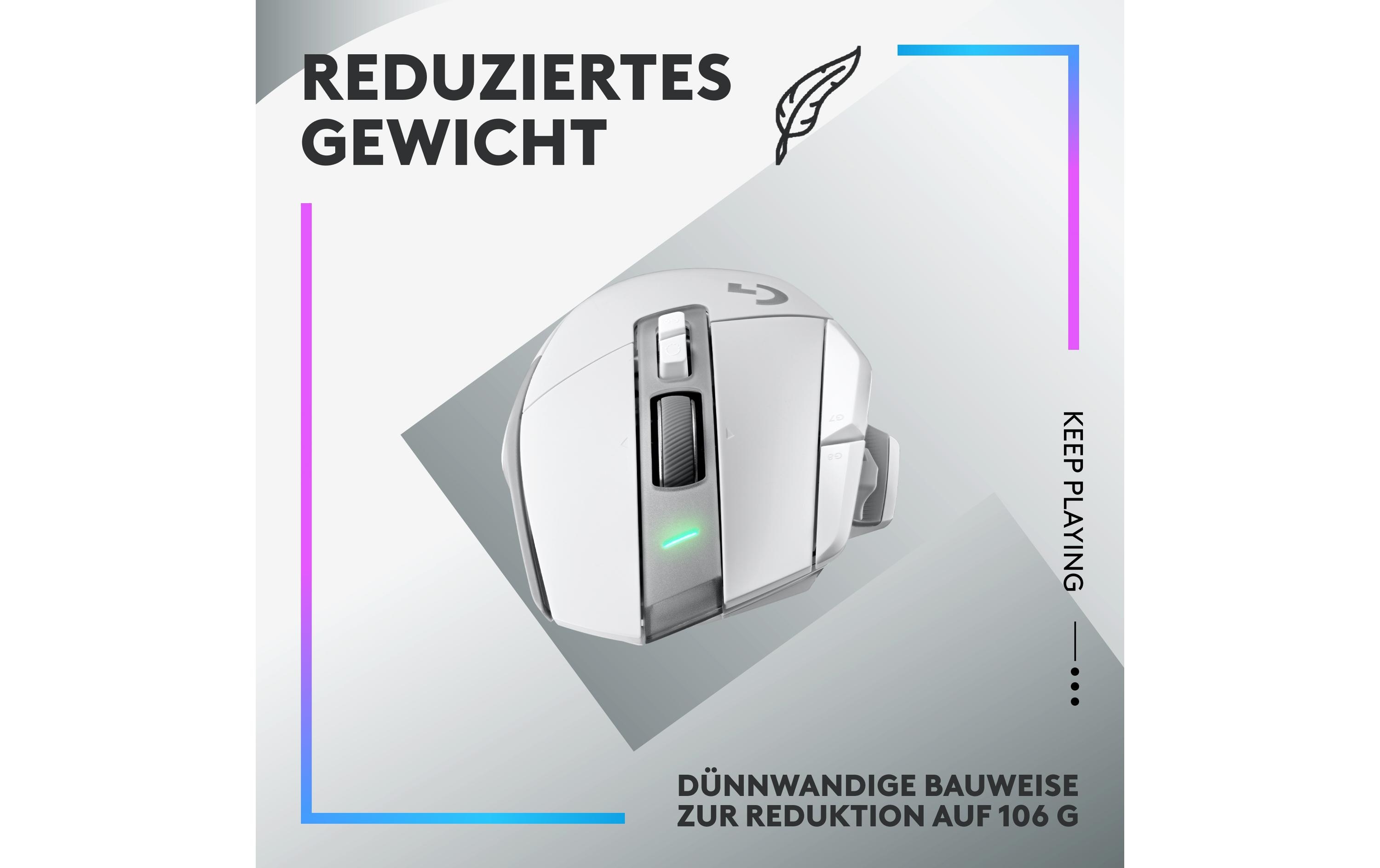 Gaming-Maus G502 X Plus Weiss<br>Kabellose Lightspeed Gaming-Maus mit «Lightsync»-RGB-Beleuchtung