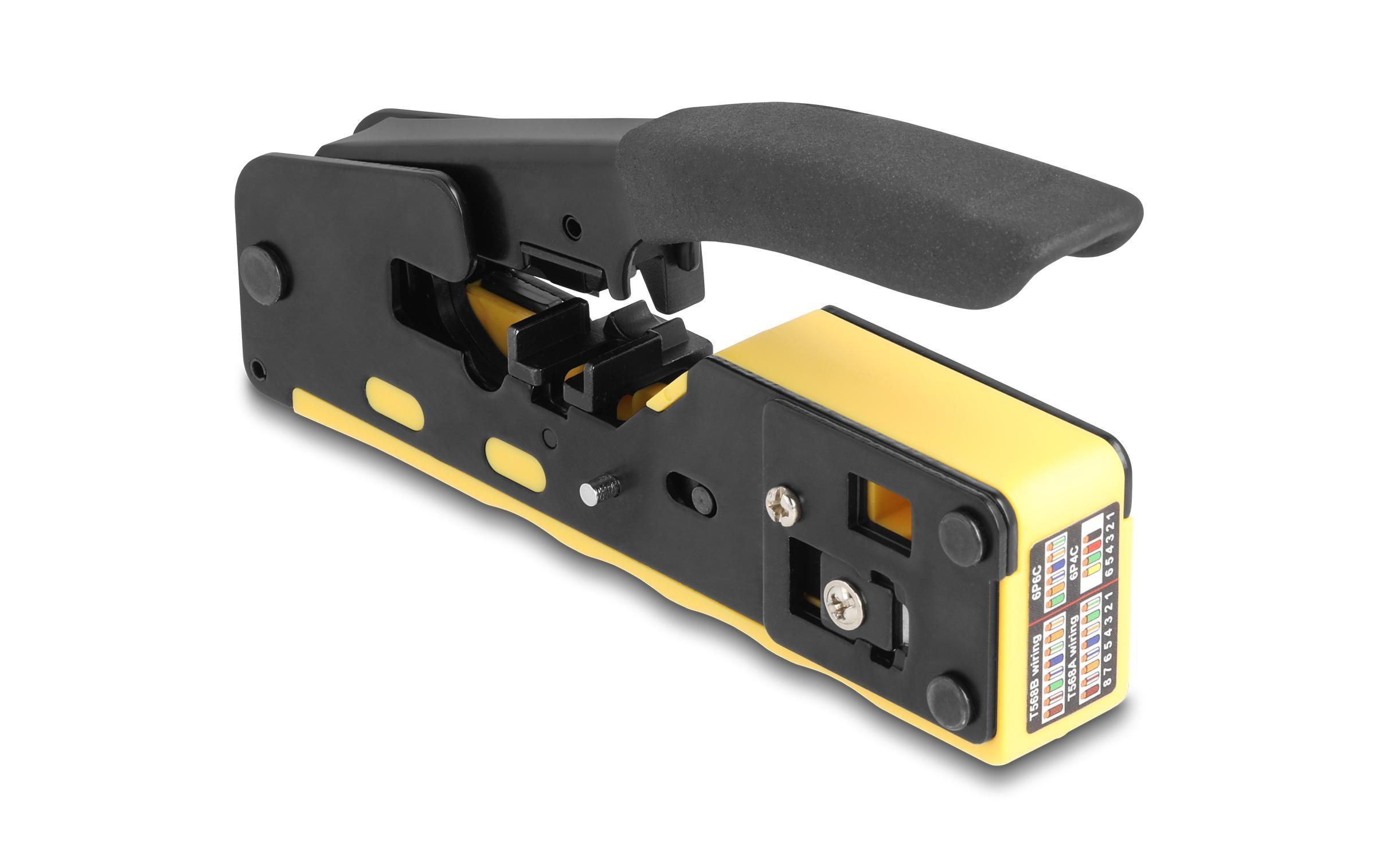 Crimpzange für 6P/8P RJ45/RJ11 Stecker Cat. 5/6/7Delock Crimpzange für 6P/8P RJ45/RJ11 Stecker Cat. 5/6/7 mit Klinge und Abisolierer