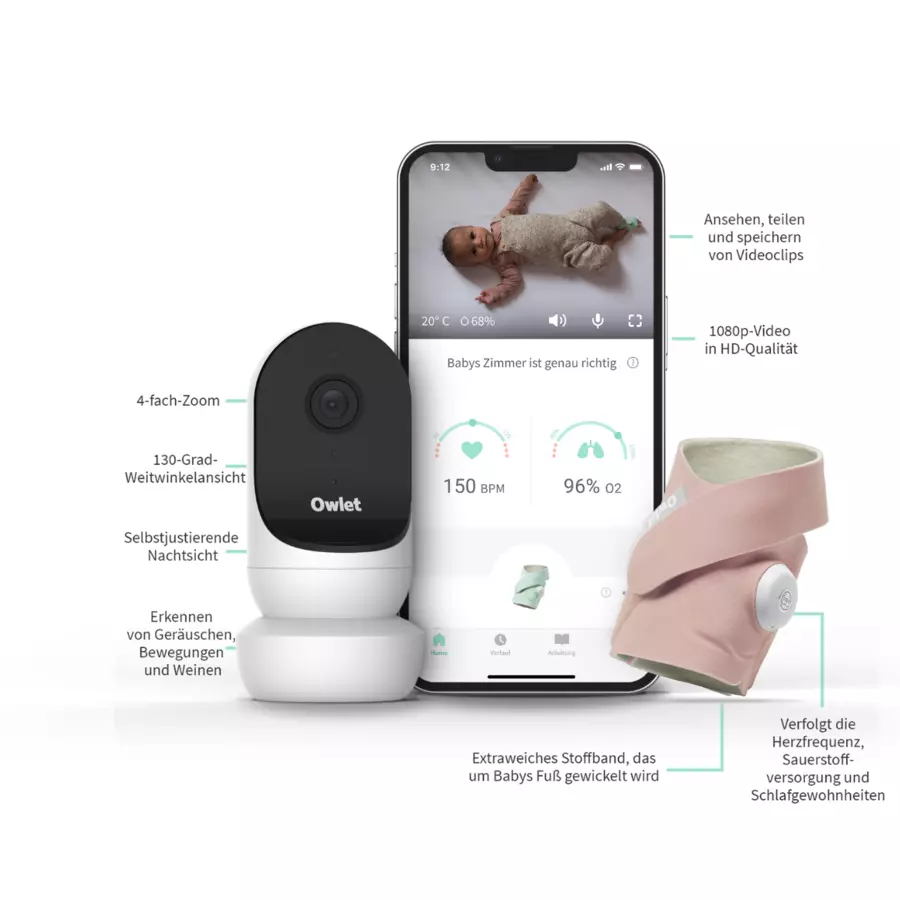 Owlet Monitor Duo Smart Sock 3 und Camera 2 edelrosa