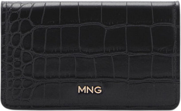 MANGO Crocodile-effect purse Black