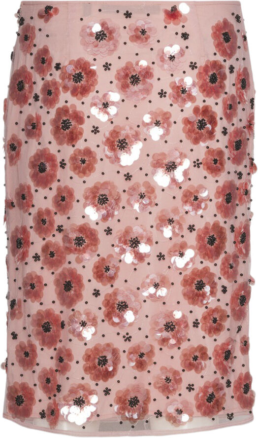 ROTATE Birger Christensen FLOWER SEQUINS SKIRT Peachskin