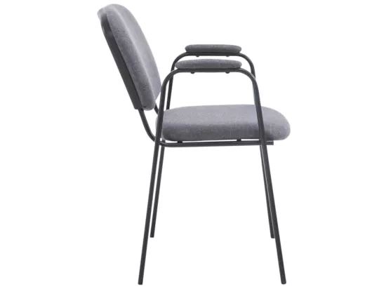 Lot de 4 Chaise de conférence - Tissu & Métal noir mat - Gris - Ken Pro