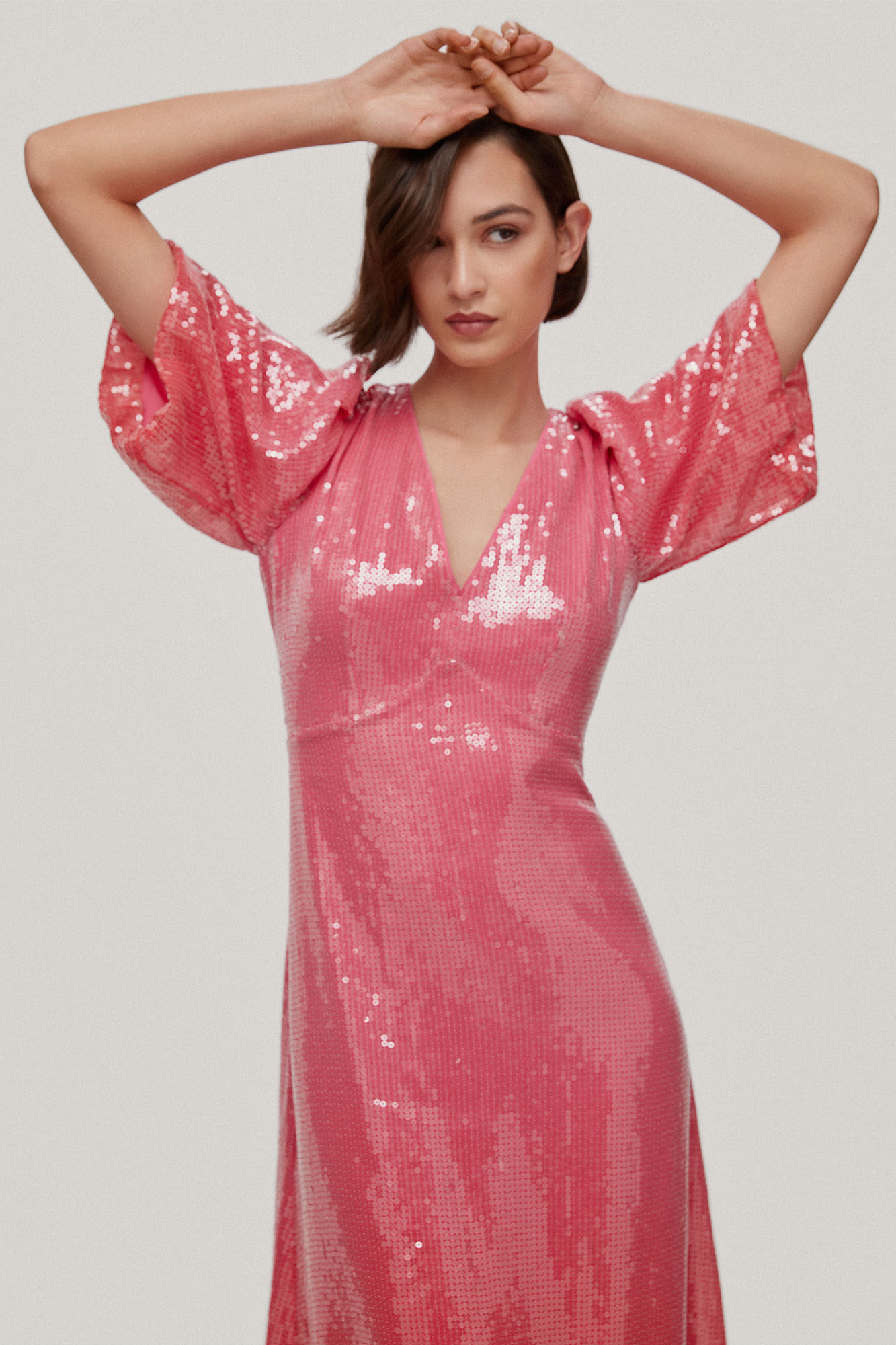 Anna. Vestido tie-dye de lantejoulas - Rosa